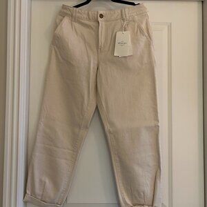 NWT Sézane Manu Trousers, Size 40 (US Size 8), in Mottled Ecru color